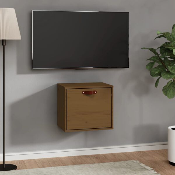 vidaXL Seinäkaappi hunajanruskea 40x30x35 cm täysi mänty