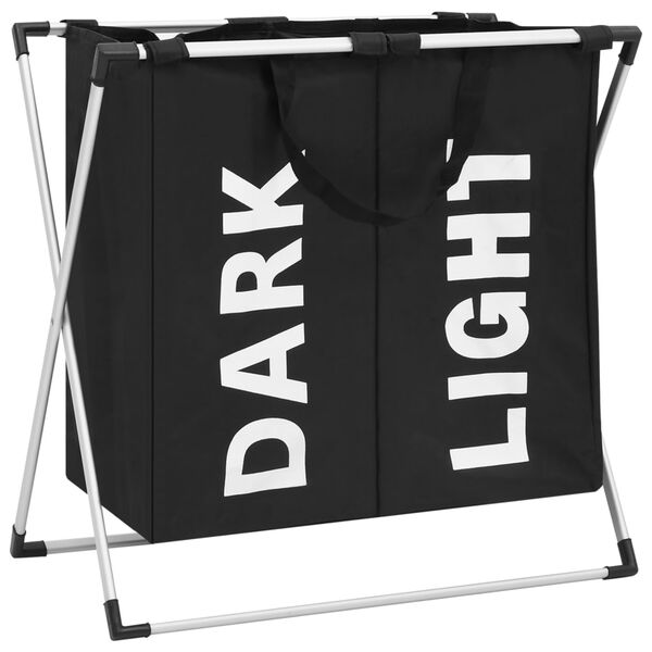 vidaXL 2-osainen pyykkikori musta