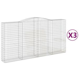 vidaXL Kaarevat kivikorit 3 kpl 400x50x200/220 cm galvanoitu rauta