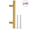 vidaXL Kaapin kahvat 10 kpl kulta reik&auml;v&auml;li 64 mm kokonaispituus 100 mm ruostumaton ter&auml;s