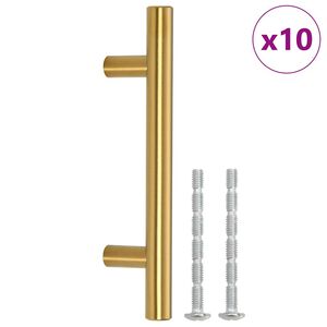 vidaXL Kaapin kahvat 10 kpl kulta reik&auml;v&auml;li 64 mm kokonaispituus 100 mm ruostumaton ter&auml;s