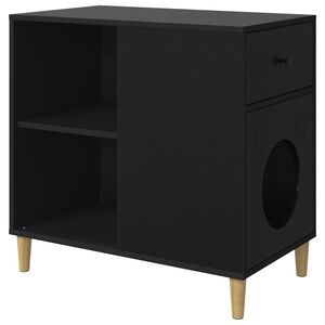vidaXL Kissatalo Musta 72 x 42,5 x 70 cm Tekninen puu