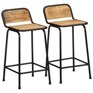 vidaXL baarituolit 2 kpl 46x35,5x80 cm massiivipuuta karkea mango