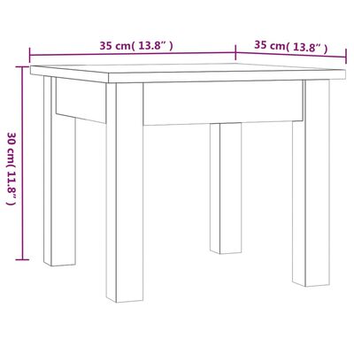 vidaXL Sohvapöytä harmaa 35x35x30 cm täysi mänty