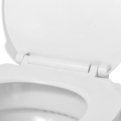 vidaXL Seinäkiinnitettävä Soft-Close istuin Keraaminen Valkoinen WC