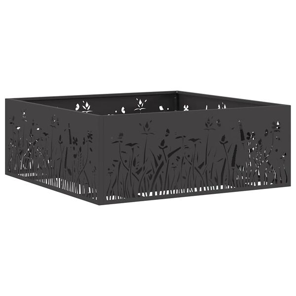 vidaXL Tulisija Musta 80 x 80 x 30 cm Ter&auml;s