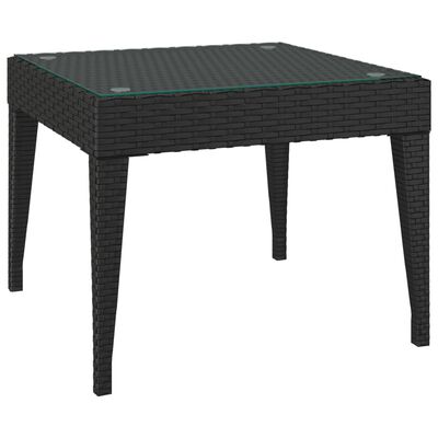 vidaXL Sivupöytä musta 50x50x38 cm polyrottinki ja karkaistu lasi
