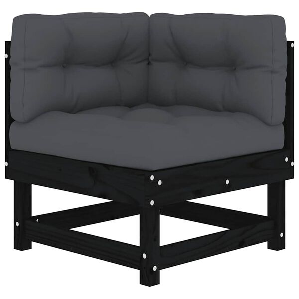 vidaXL Kulmasohva tyynyill&auml; musta t&auml;ysi m&auml;nty