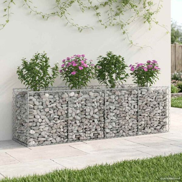 vidaXL Gabion Kohotettu Peti Hopea 200 x 50 x 60 cm Galvanoitu ter&auml;s