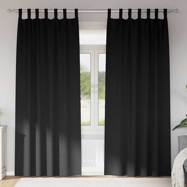 vidaXL Pimentävä verho renkailla 2 pcs Musta 245 x 140 cm Polyesteri