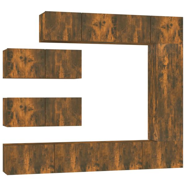 vidaXL 7-osainen TV-kaappisarja savutammi tekninen puu