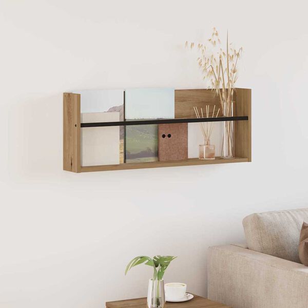 vidaXL Lehtiteline hyllyll&auml; Artisan tammi 80 x 12 x 30 cm Tekninen puu