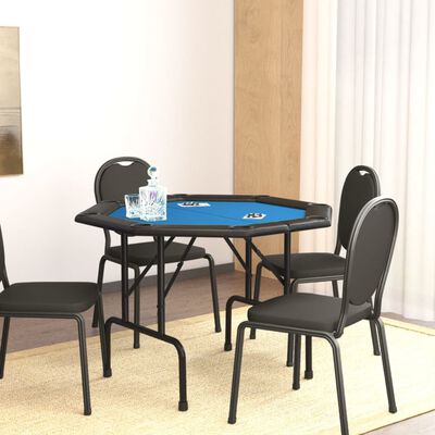vidaXL 8 pelaajan kokoontaittuva pokeripöytä sininen 108x108x75 cm