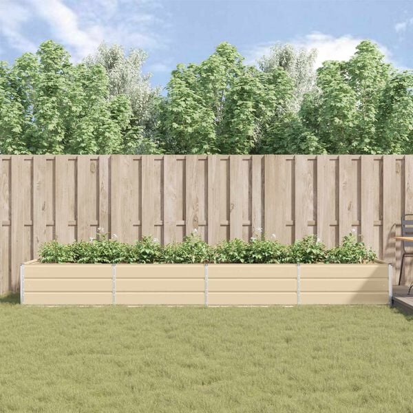 vidaXL Kukkalaatikko Ivoori 195 x 100 x 45 cm Galvanoitu ter&auml;s