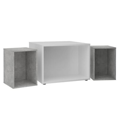 FMD Sohvapöytä 2 sivupöydällä 67,5x67,5x50 cm valkoinen ja betoni