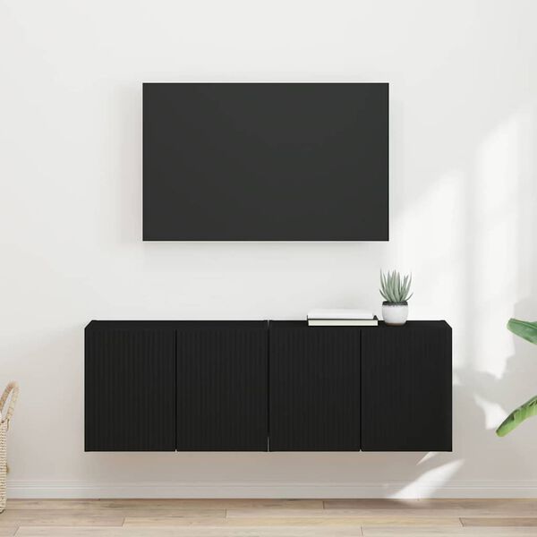 vidaXL TV-sein&auml;kaappi 2 pcs Musta 59,5 x 31 x 40 cm Tekninen puu