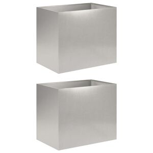 vidaXL Puutarha ruukku 2 kpl Hopea 50 x 40 x 50 cm Ruostumaton ter&auml;s