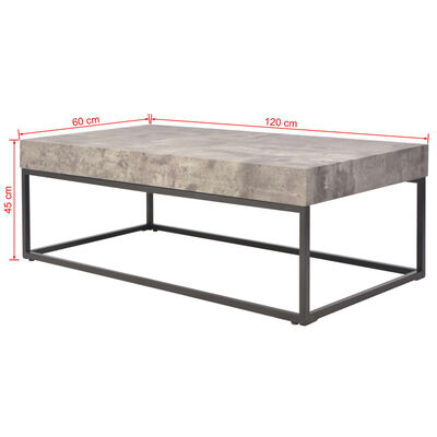 vidaXL Sohvapöytä betonityyli 120x60x45 cm