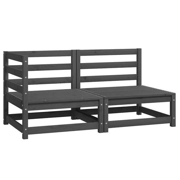 vidaXL 2-osainen Puutarhasohvasarja harmaa täysi mänty