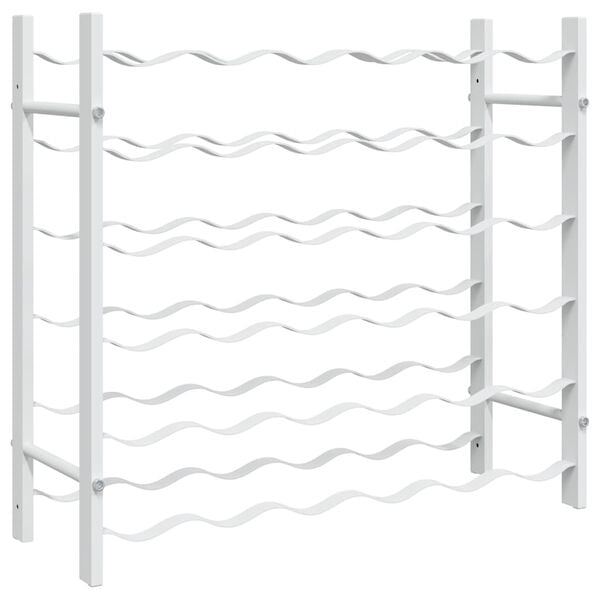 vidaXL Viinipulloteline 36 pullolle valkoinen metalli