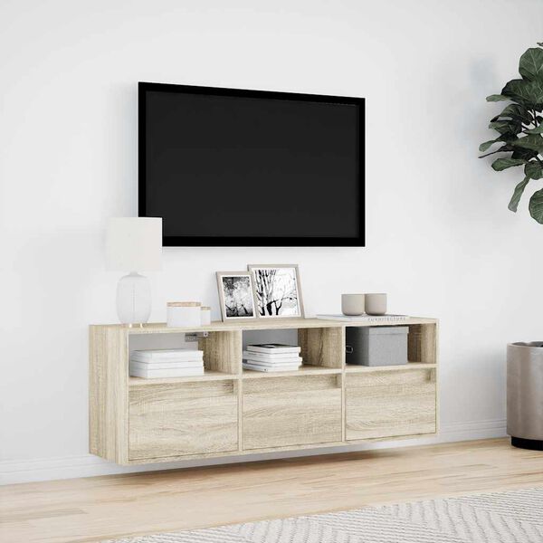 vidaXL TV-sein&auml;kaappi LED-valoilla Sonoma-tammi 130x31x45 cm