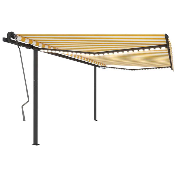 vidaXL Sisäänkelattava markiisi LED/tuulisensori 4x3 m keltavalkoinen