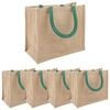 vidaXL Juutti k&auml;silaukut 5 pcs Luonnollinen ja vihre&auml; 26 x 22 x 14 cm