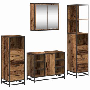 vidaXL Kylpyhuonekalustesetti hyllyll&auml; 4 pcs Vanha Puu Tekninen puu