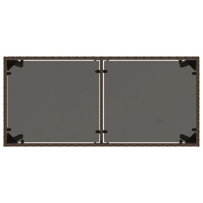 vidaXL Puutarhapöytä lasipöytälevy ruskea 115x54x74 cm polyrottinki