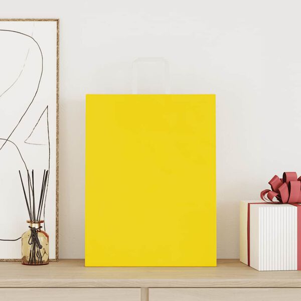 vidaXL Paperikassit 50 kpl kahvoilla keltainen 32x12x42 cm