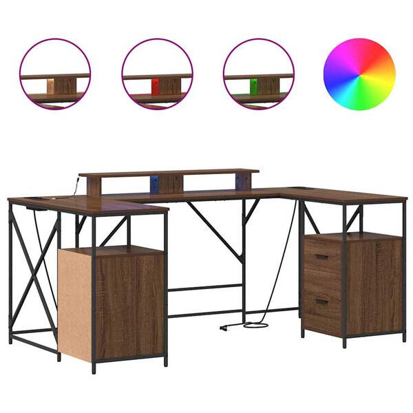 vidaXL Pöytä hyllyllä Ruskea tammi 182 x 101 x 87,5 cm Tekninen puu