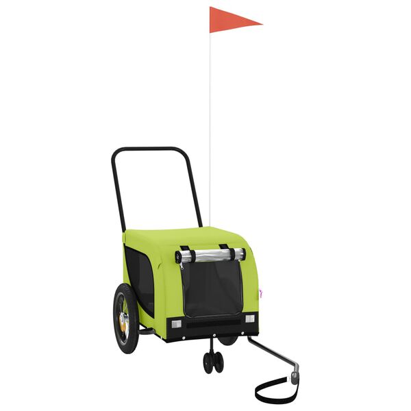 vidaXL Lemmikinkuljetuskärry polkupyörään vihreä/musta kangas ja rauta