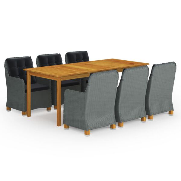 vidaXL 9-osainen Puutarhan ruokailuryhmä vaaleanharmaa