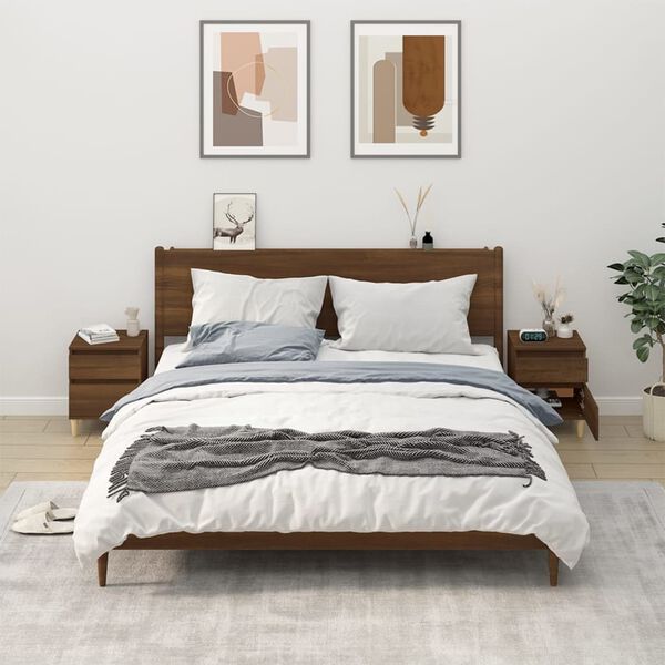 vidaXL Yöpöydät 2 kpl ruskea tammi 40x35x50 cm