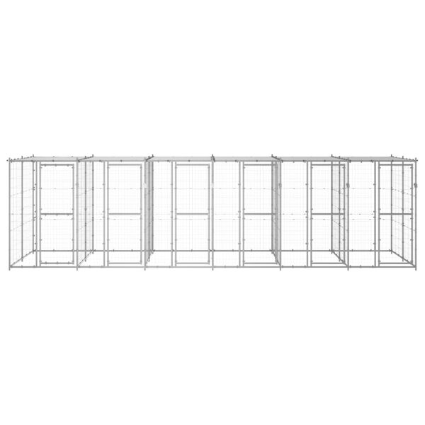 vidaXL Koiran ulkohäkki katolla galvanoitu teräs 14,52 m²