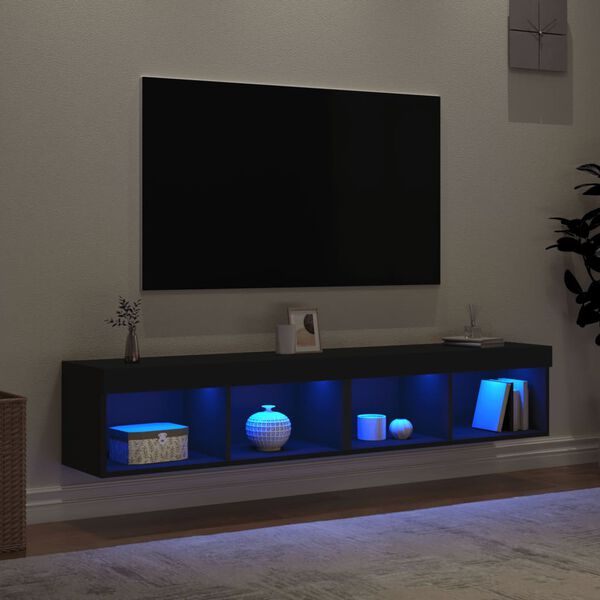 vidaXL TV-tasot LED-valoilla 2 kpl musta 80x30x30 cm