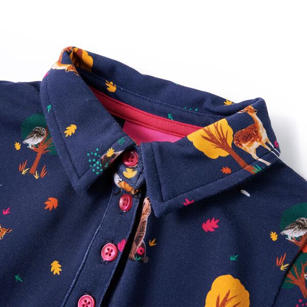 Lasten pitkähihainen mekko kiristysnyörillä laivastonsininen 92