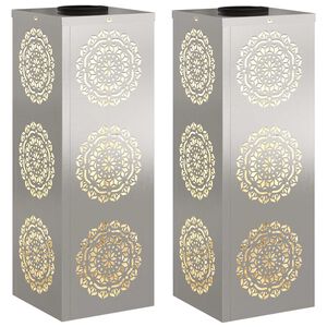 vidaXL Aurinko LED-polkuvalo 2 kpl L&auml;mpim&auml;n Valkoinen 18 x 18 x 50 cm