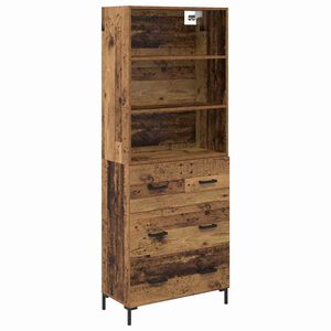 vidaXL Korkea kaappi Vanha puu 69,5 x 34 x 180 cm Tekninen puu