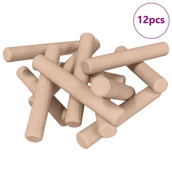 vidaXL Puutapit 12 pcs Ruskea &Oslash;6 x 40 mm t&auml;ysi puu
