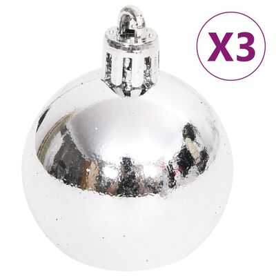 vidaXL Joulukuusen koristesarja 70 kpl hopea ja valkoinen