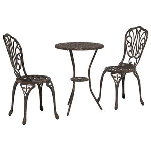 vidaXL Puutarhan Bistro Set 3 kpl pronssi Alumiini