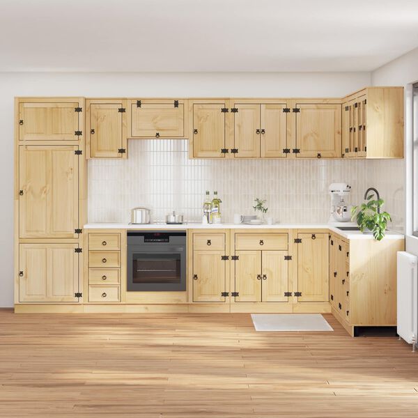 vidaXL Kaappi hyllyll&auml; SKI 14 pcs Hunaja Ruskea Massiivinen m&auml;nty