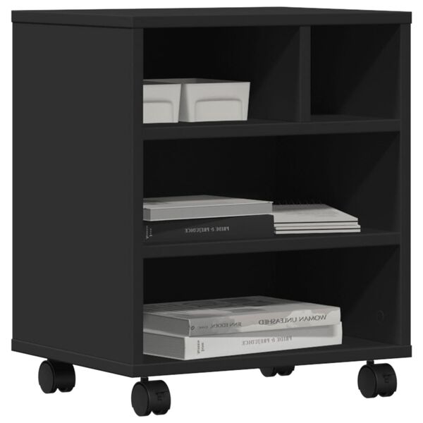 vidaXL Tulostinteline py&ouml;rill&auml; musta 41x32x48 cm