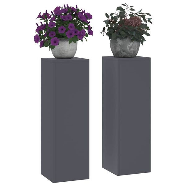 vidaXL Kasviteline 2 pcs Antrasiitti 24 x 24 x 75 cm Ter&auml;s