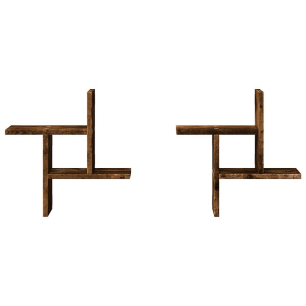 vidaXL Sein&auml;hyllyt 2 kpl savutammi 38x12x38 cm tekninen puu