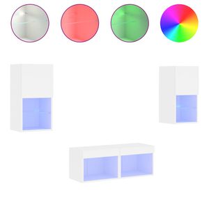 vidaXL 4-osainen TV-sein&auml;kaappisarja LED-valoilla valkoinen