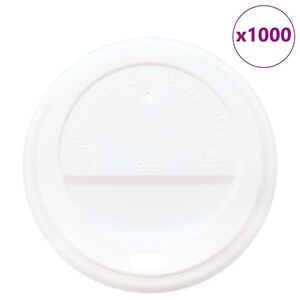 vidaXL Paperiset kahvikuppikannet &Oslash;80 mm 8oz 1000 kpl Valkoinen muovi