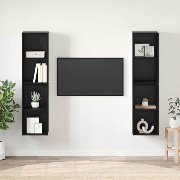 vidaXL TV-tasosetti 4 pcs Musta tammi. 37 x 37 x 72 cm Tekninen puu