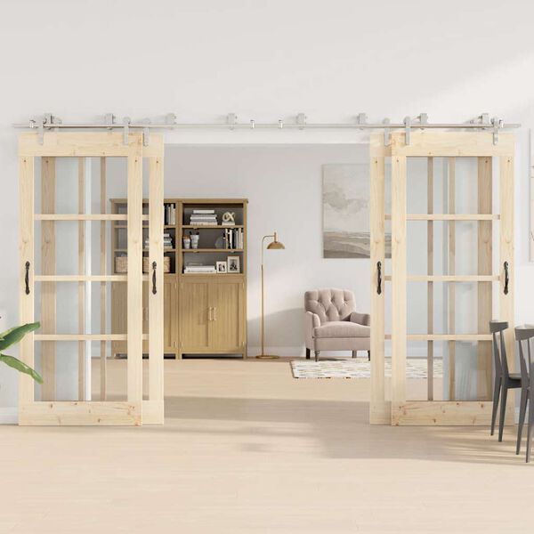 vidaXL Liukuoven asennustarvikkeet 366 cm ruostumaton ter&auml;s hopea